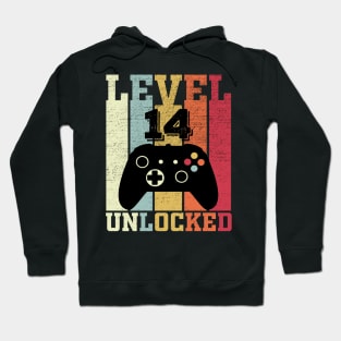 Level 14 Unlocked Funny Video Gamer 14th Birthday Gift Hoodie